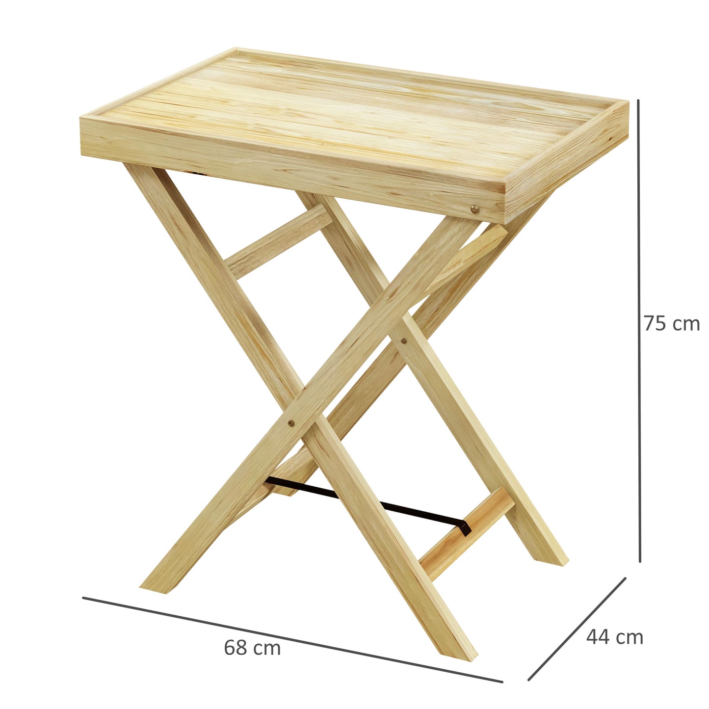 Outsunny Mesa de Jardín Rectangular Mesa de Exterior de Terraza de Madera Carga 40 kg para Balcón Patio 68x44x75 cm Natural