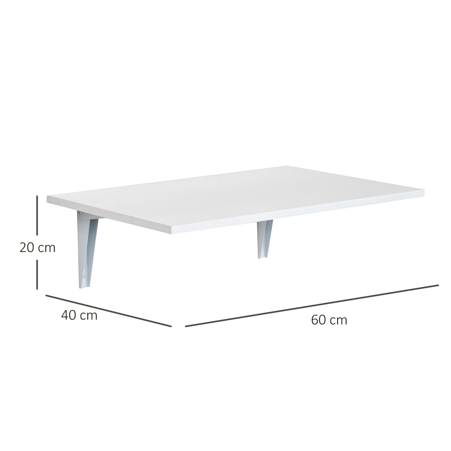 HOMCOM Mesa Plegable de Pared Mesa Abatible de Pared de Madera Ahorra Espacio para Cocina Comedor Dormitorio Carga 10 kg 60x40x20 cm Blanco