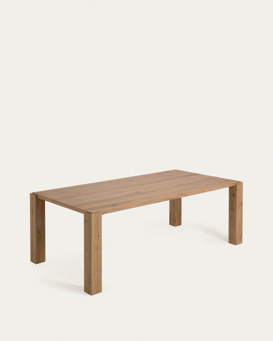 Mesa Deyanira de chapa de roble y patas de madera maciza de roble 220 x 110 cm