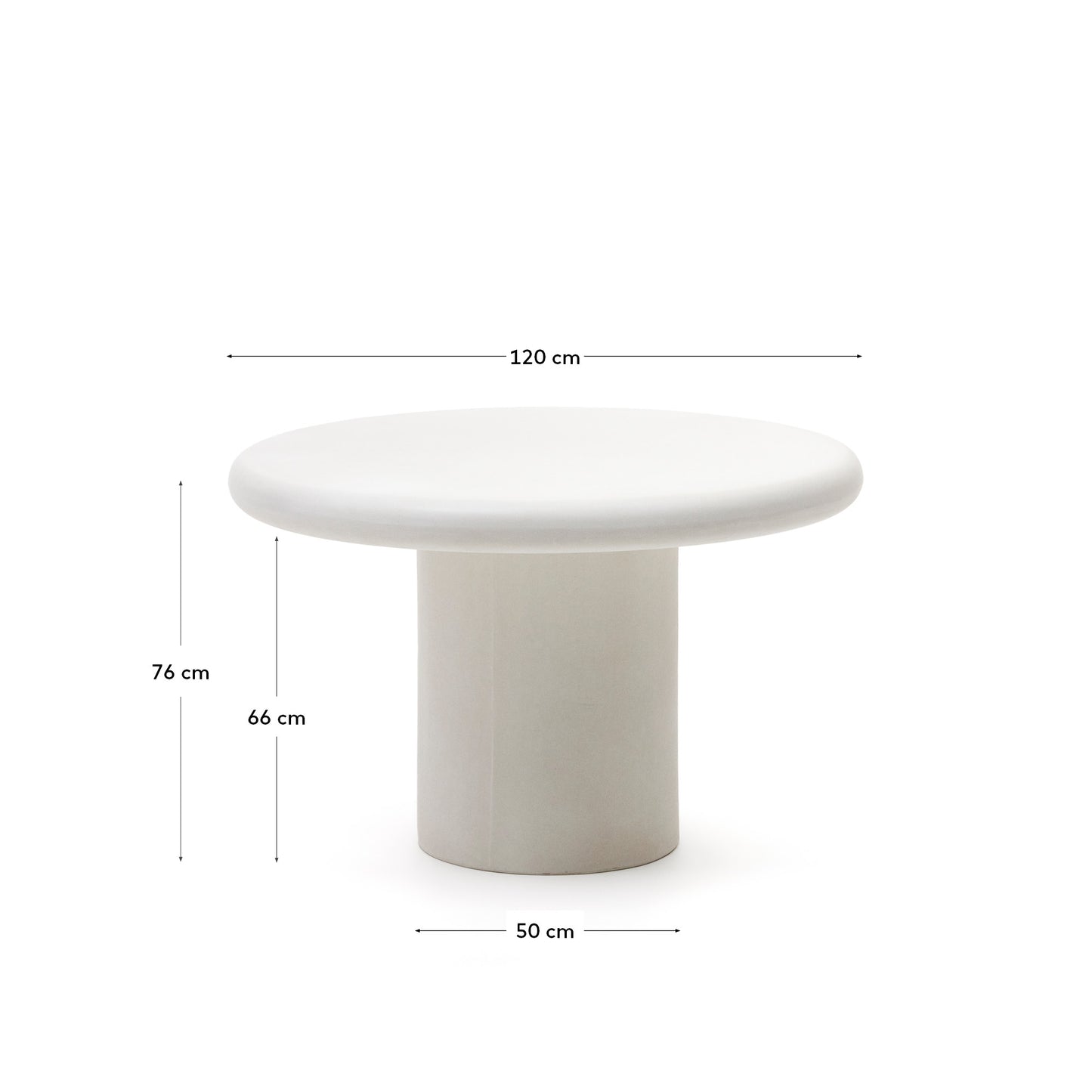 Mesa redonda Addaia de cemento blanco Ø120 cm