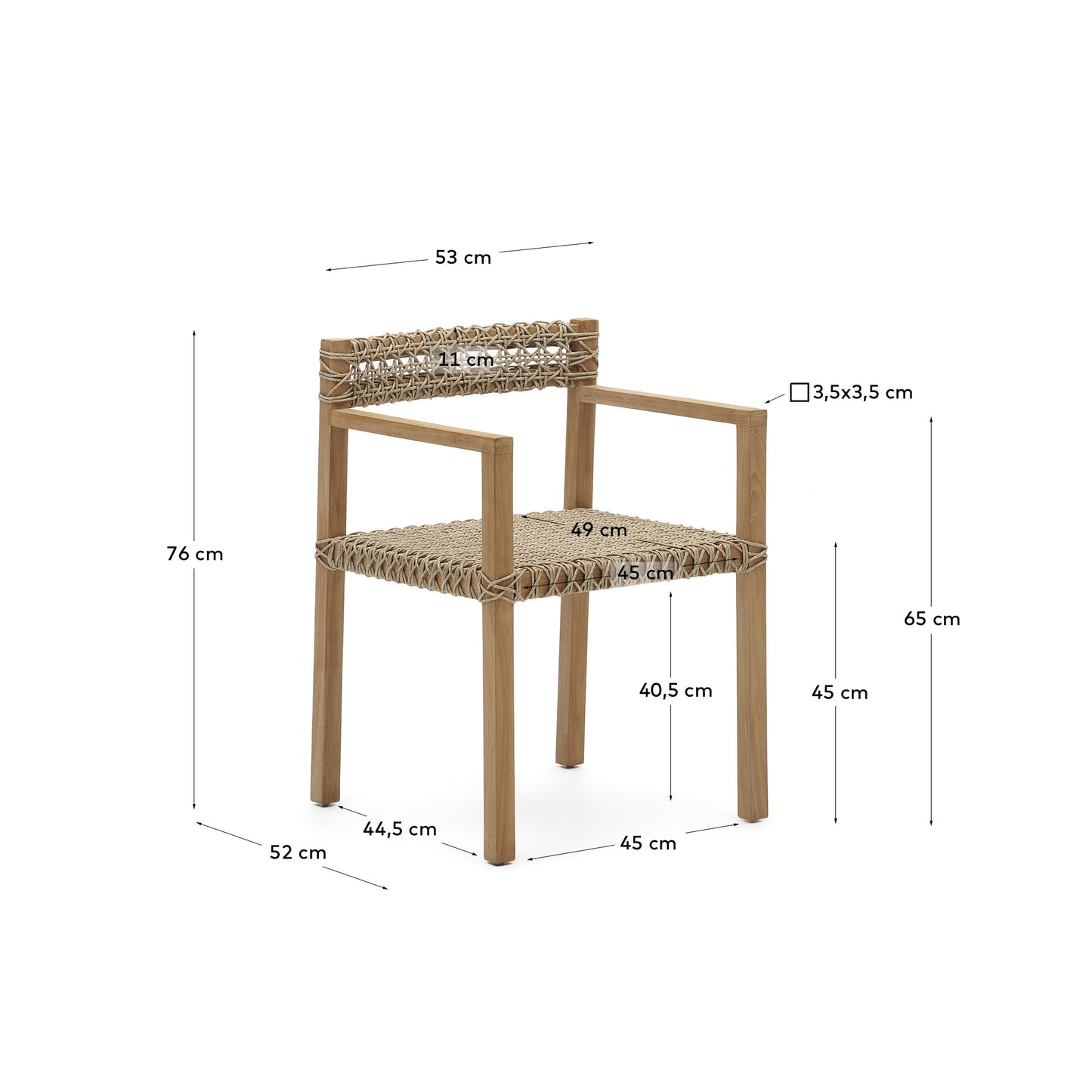 Silla Giverola de madera maciza de teca