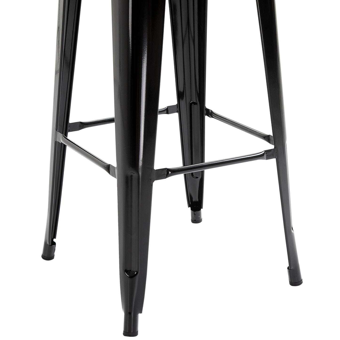 HOMCOM Juego de 4 Taburetes de Bar con Respaldo Alto Silla de Comedor de Metal con Reposapiés para Comedor Carga 120 kg 44x49x116 cm Negro