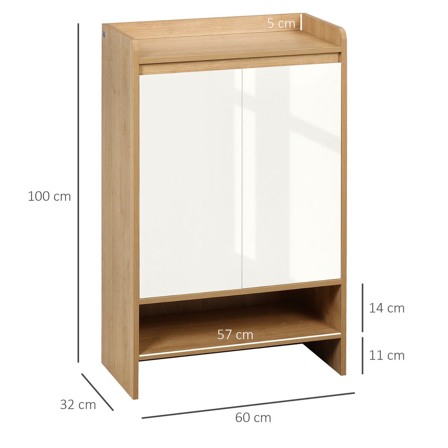 HOMCOM Zapatero Moderno Mueble Zapatero con 2 Puertas 5 Estantes de Almacenamiento para 15 Pares de Zapatos para Salón Pasillo Entrada 60x32x100 cm Marrón y Blanco