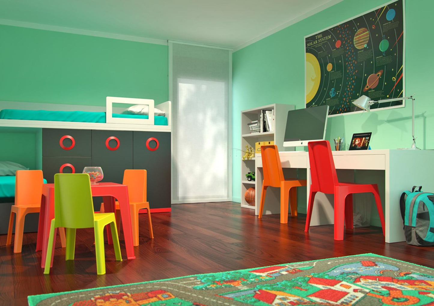 Garbar julieta set 2+1 infantil silla-mesa interior, exterior verde lima