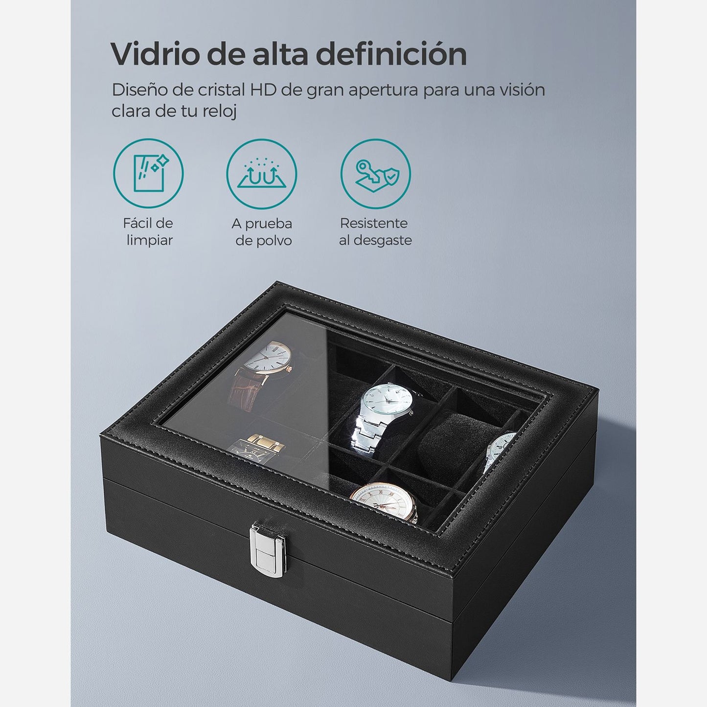 Caja para 10 Relojes Negro-SONGMICS