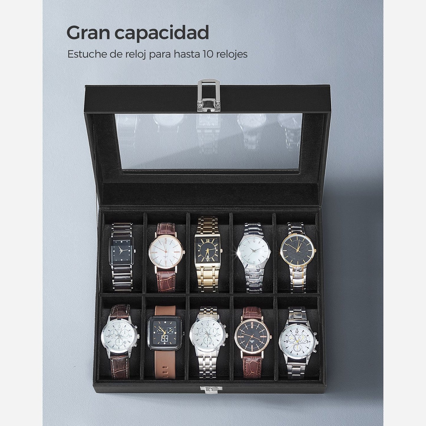 Caja para 10 Relojes Negro-SONGMICS