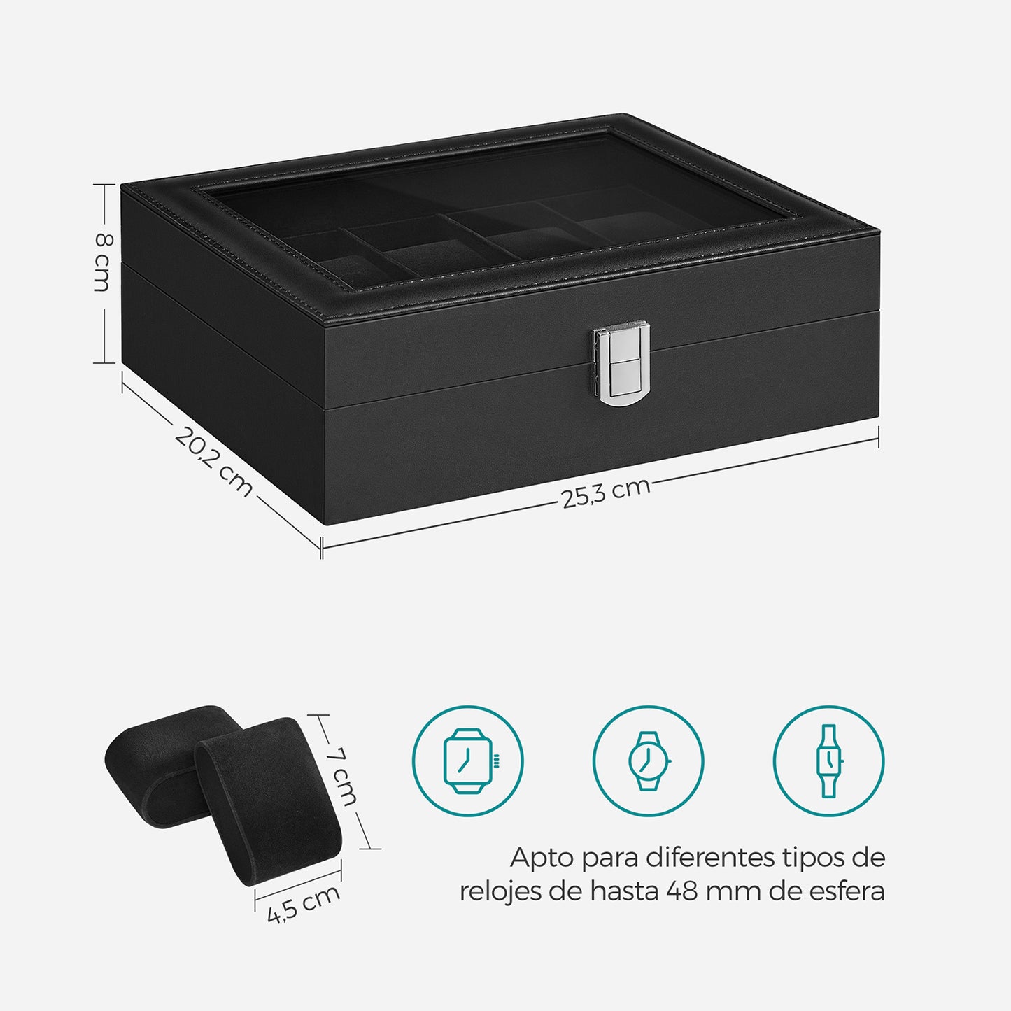 Caja para 10 Relojes Negro-SONGMICS