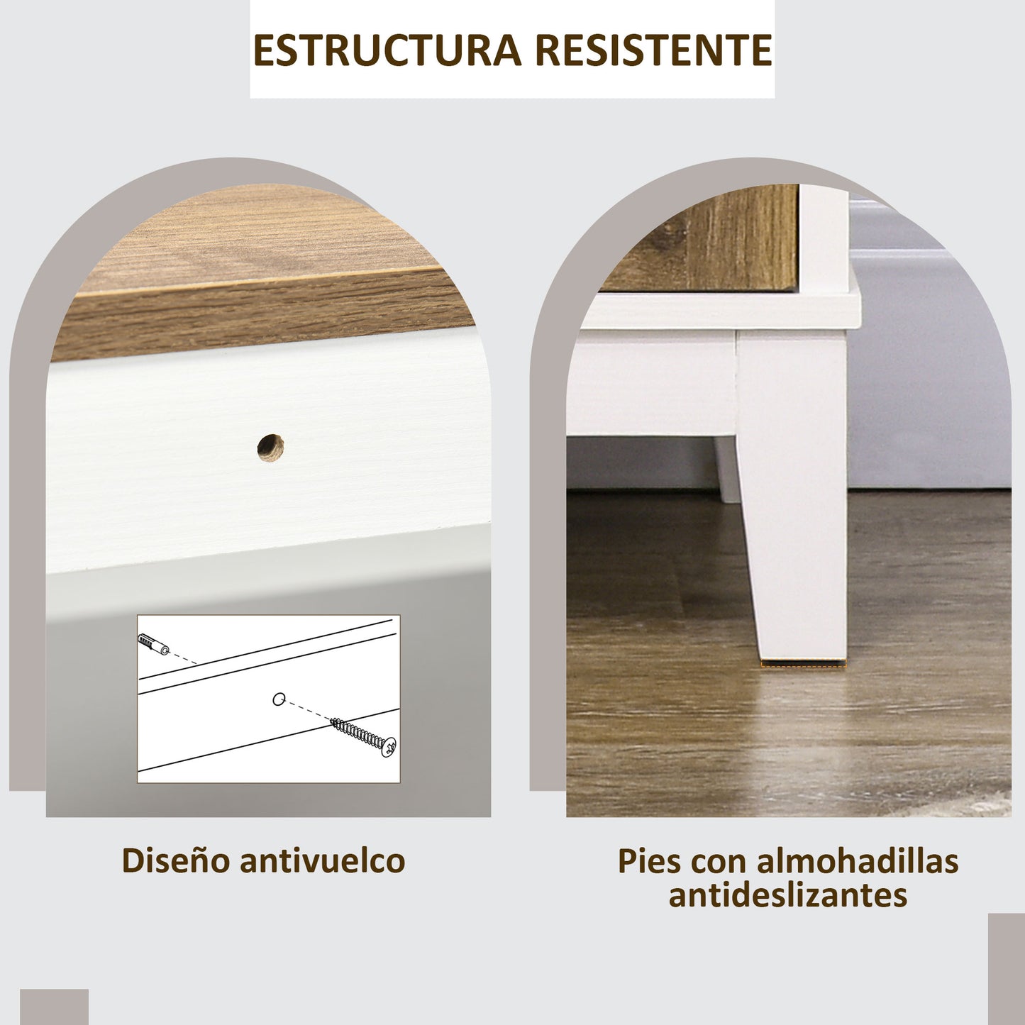 HOMCOM Aparador de Salón Armario Almacenaje de Madera con 2 Puertas Cajón y Estante Ajustable para Comedor Cocina Dormitorio 76,6x35x81,5 cm Blanco y Marrón