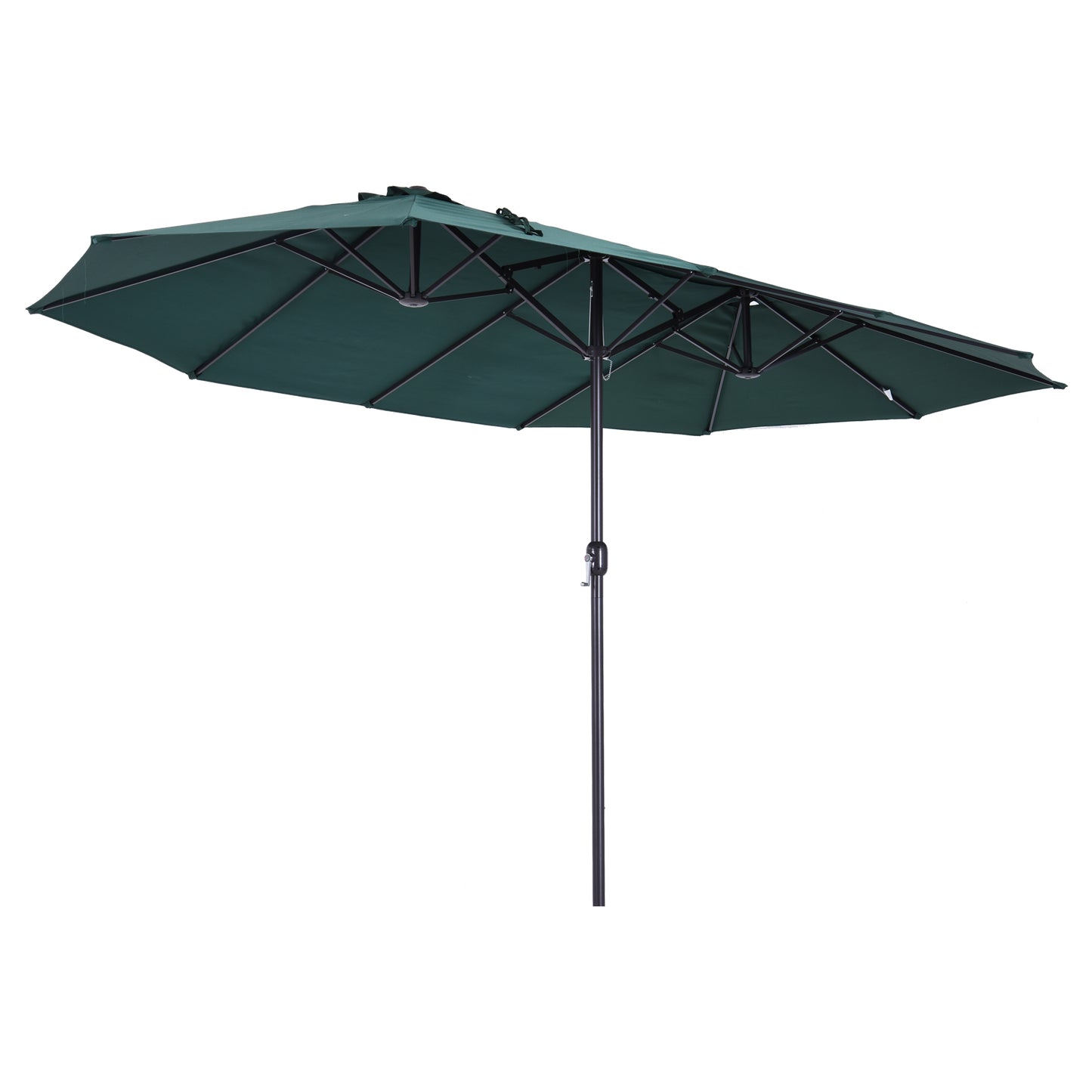 Outsunny Sombrilla de Terraza Exterior Parasol Grande 4,6x2,7m Sombrilla de Jardín con Manivela Manual Resistente al Agua y Protección Solar para Terraza Playa Piscina Verde