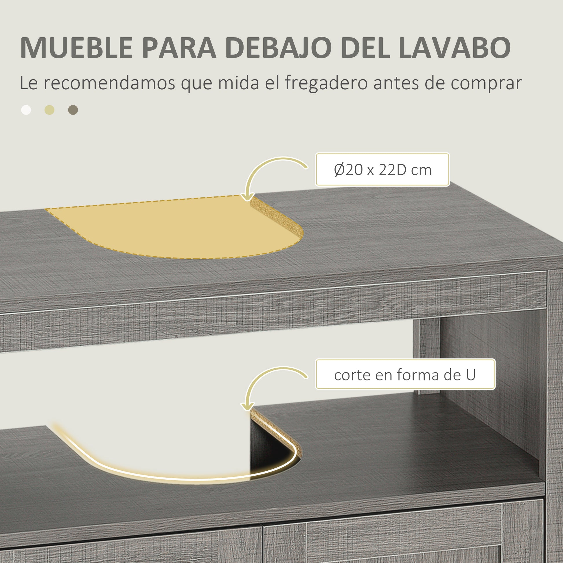 Mueble Para Debajo Del Lavabo Baño De Mdf Homcom 60x30x60 Cm