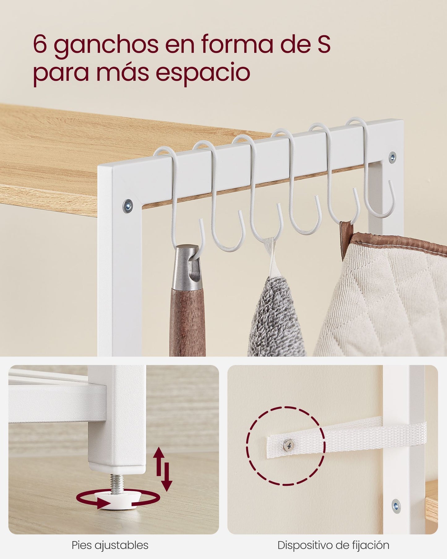 Estantería de Cocina con 2 Cestas de Malla Metálica-VASAGLE