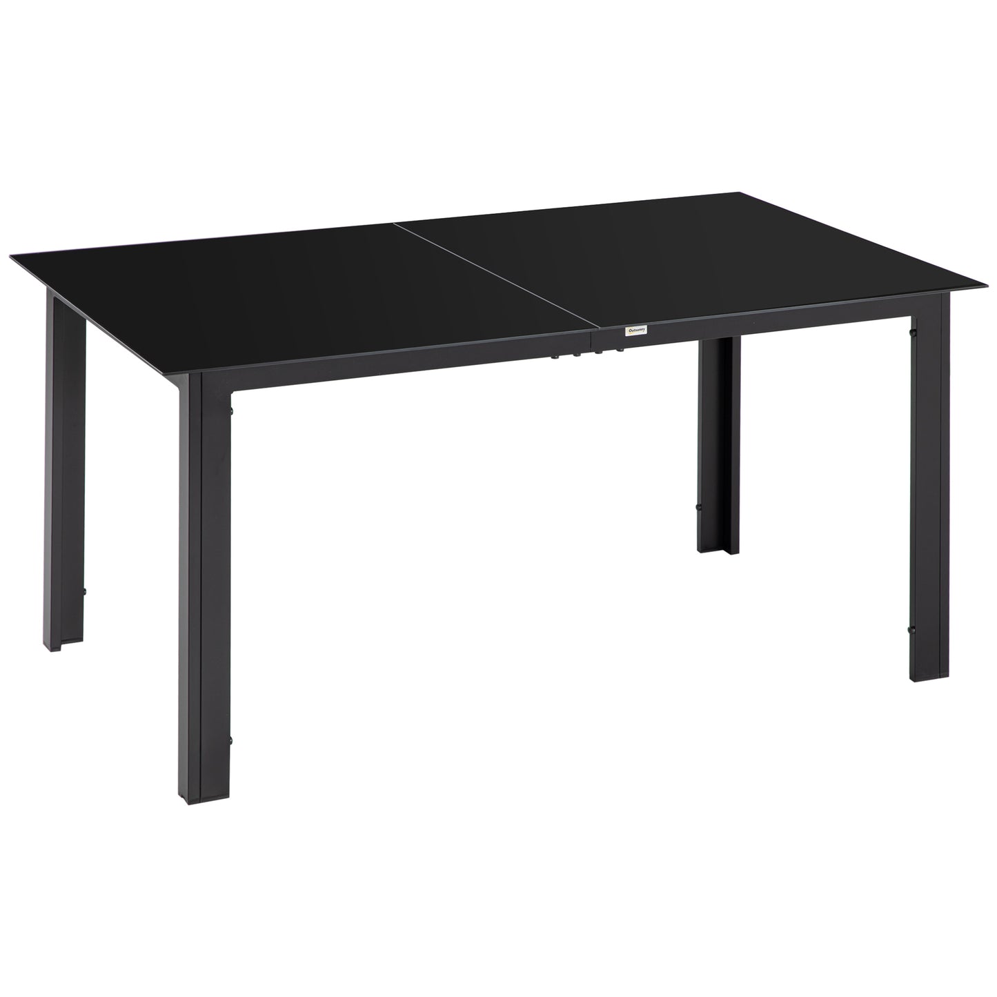 Outsunny Mesa de Jardín Rectangular para 6 Personas con Marco de Aluminio Mesa de Comedor Exterior con Tablero de Vidrio Templado Carga 50 kg para Terraza Balcón 150x90x74 cm Negro