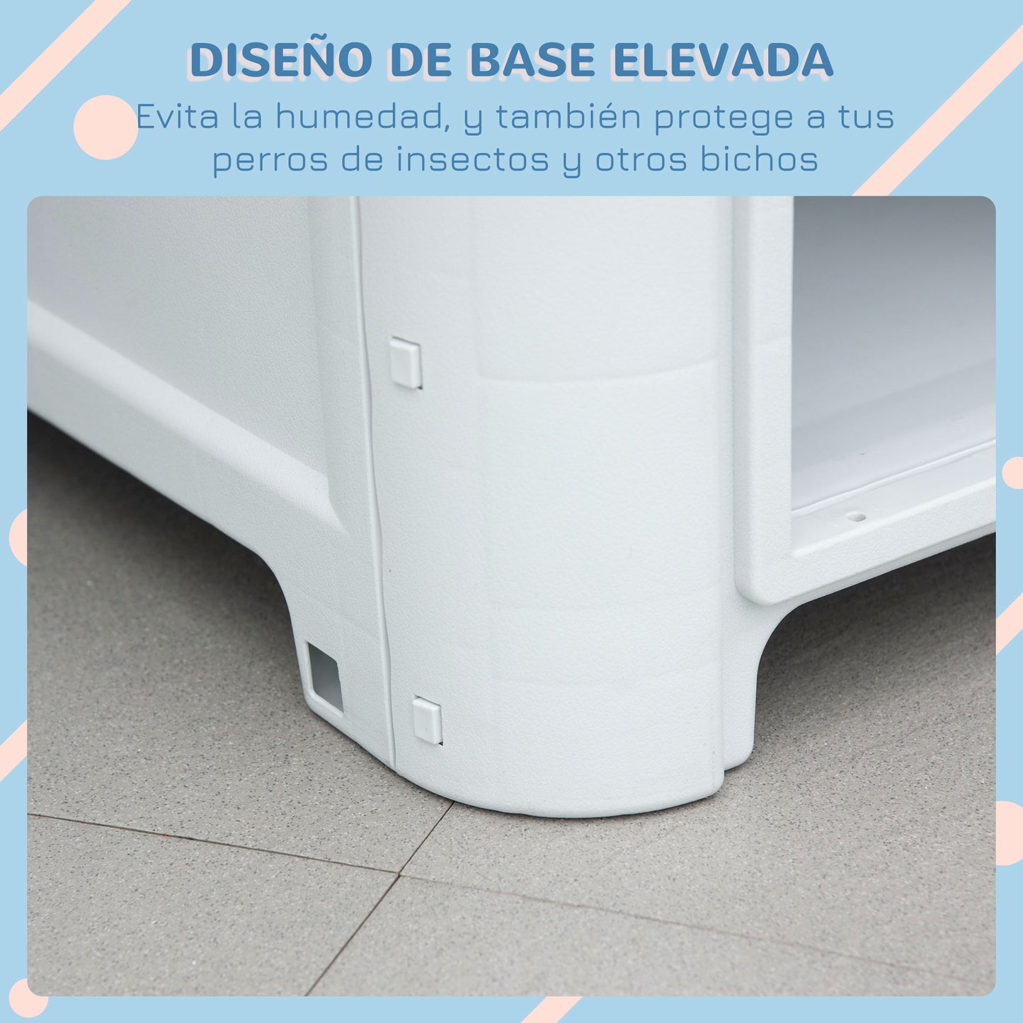 PawHut Caseta para Perros Mini para Uso Interior y Exterior con respiraderos Estilo Cabaña Resistente 59x75x66 cm Azul y Gris