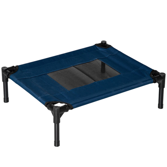 PawHut Cama Elevada para Perros Gatos Portátil Cama para Mascotas con Zona de Malla Transpirable y Tela Oxford para Interior Exterior 61x46x18 cm Azul