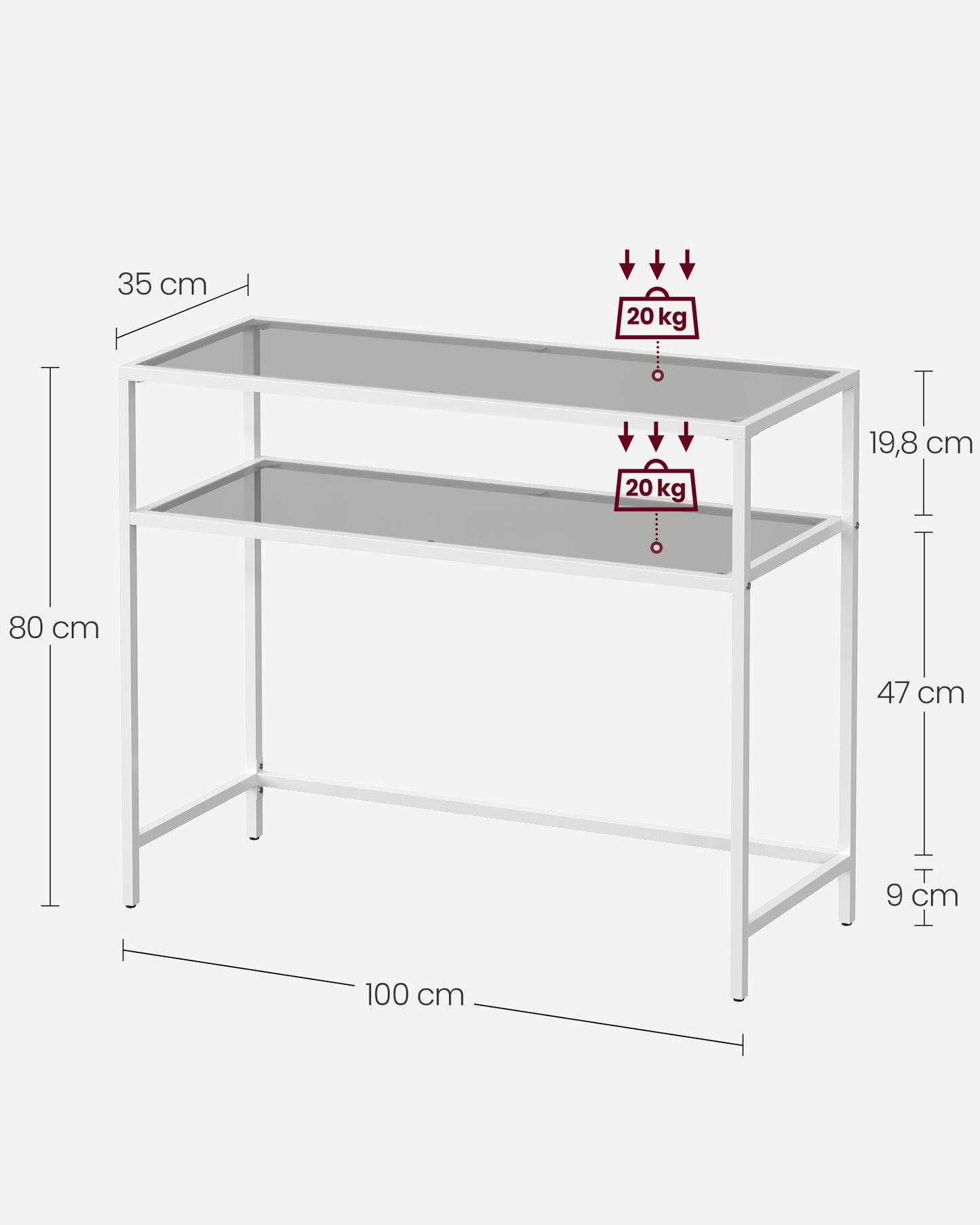 Mesa de Consola Blanco Perla y Gris Pizarra-VASAGLE