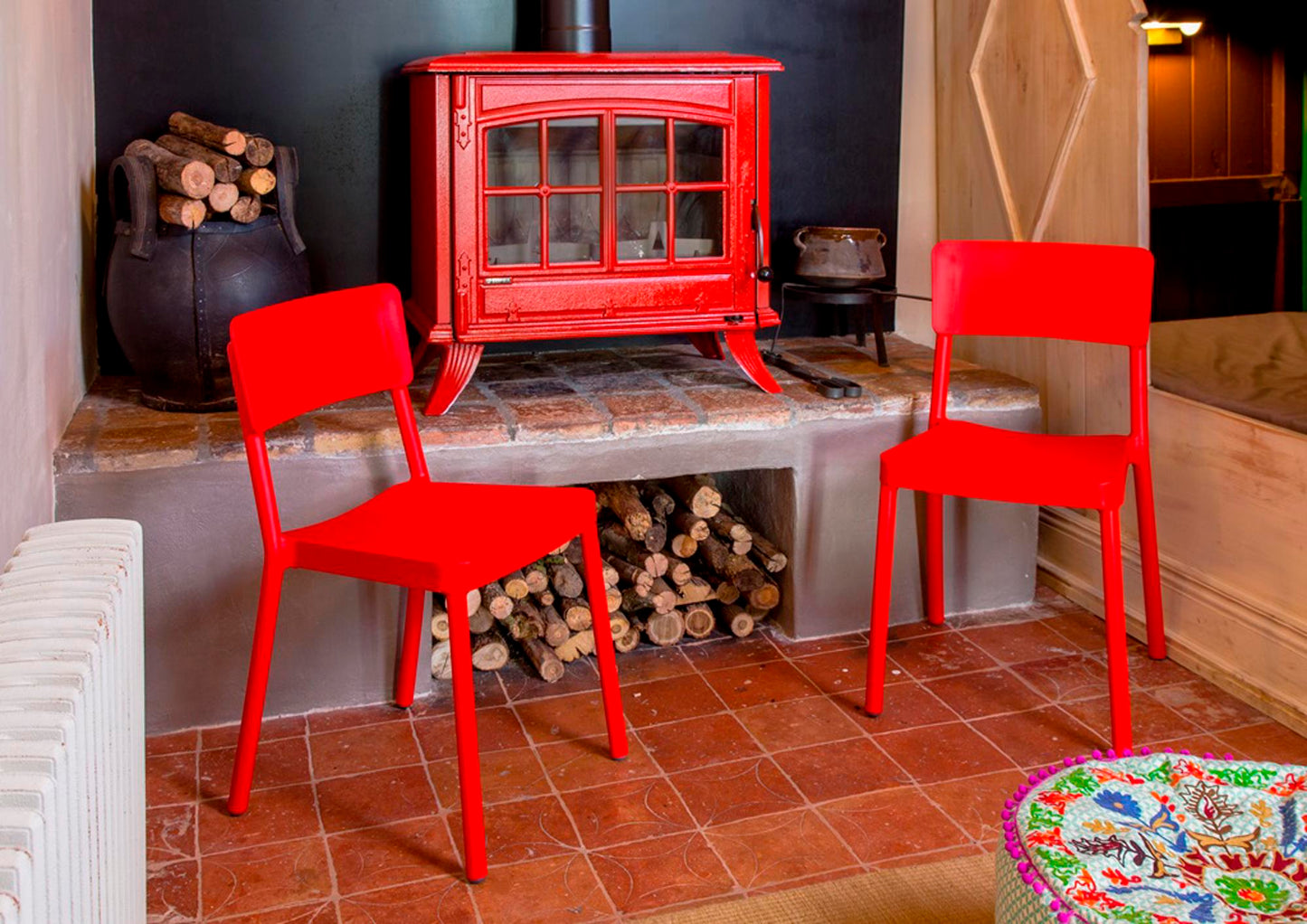 Resol lisboa set 2 silla interior, exterior rojo