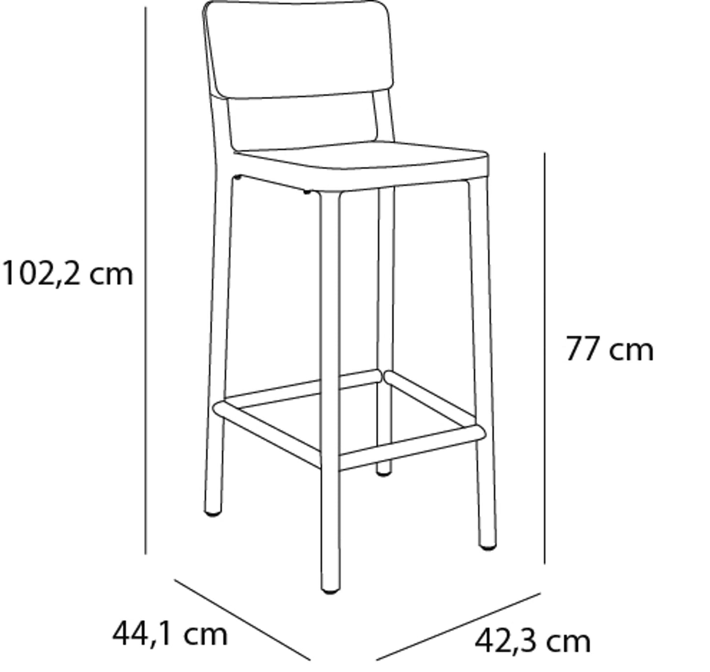 Resol lisboa set 2 taburete alto interior, exterior negro