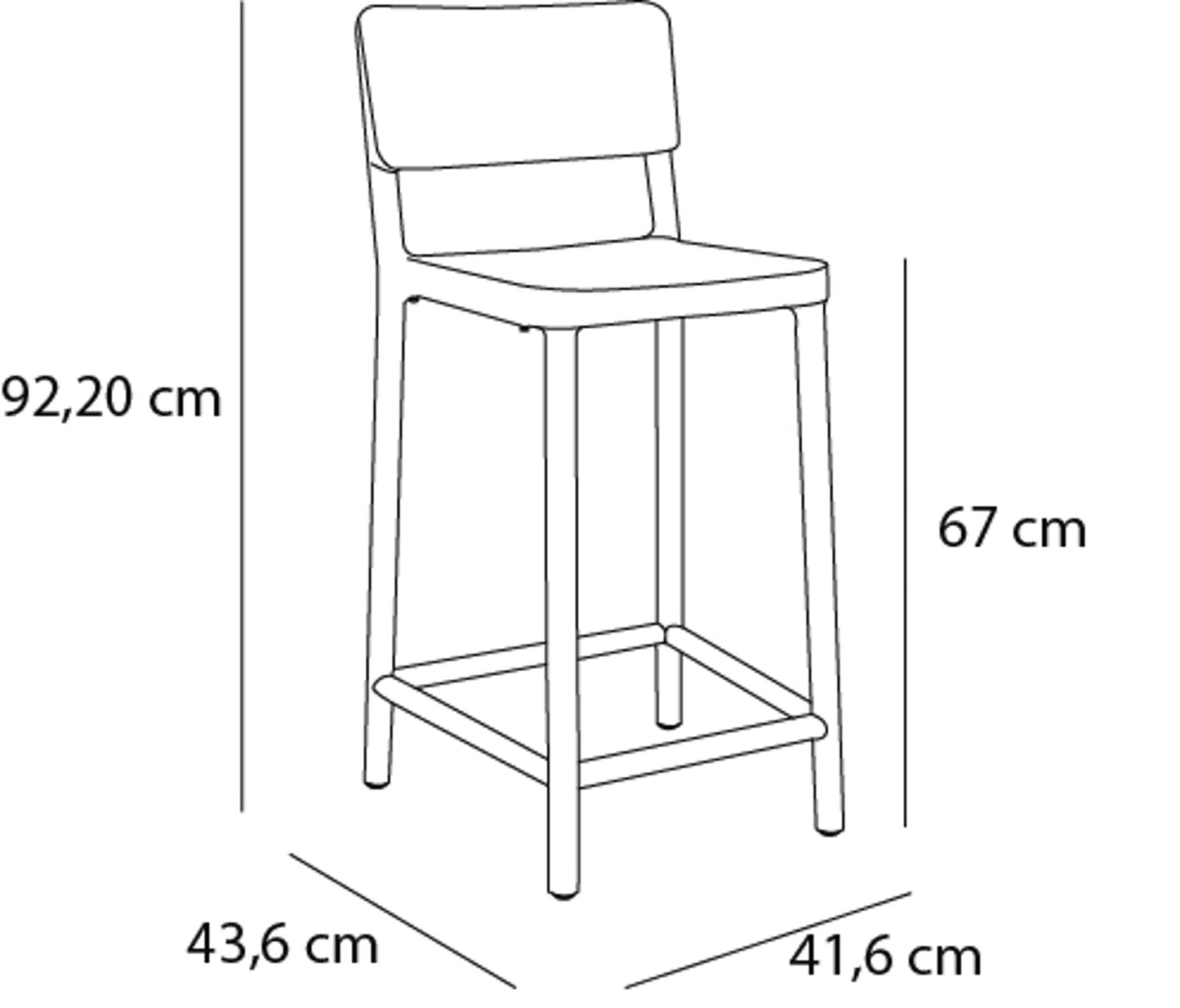 Resol lisboa set 2 taburete medio interior, exterior gris oscuro