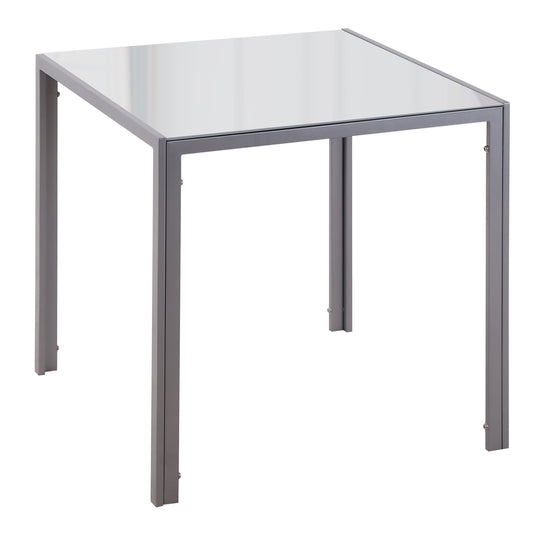 HOMCOM Mesa de Comedor de Cristal Mesa de Cocina Cuadrada para 4 Personas con Patas de Metal para Salón Carga 80 kg 75x75x75 cm Gris