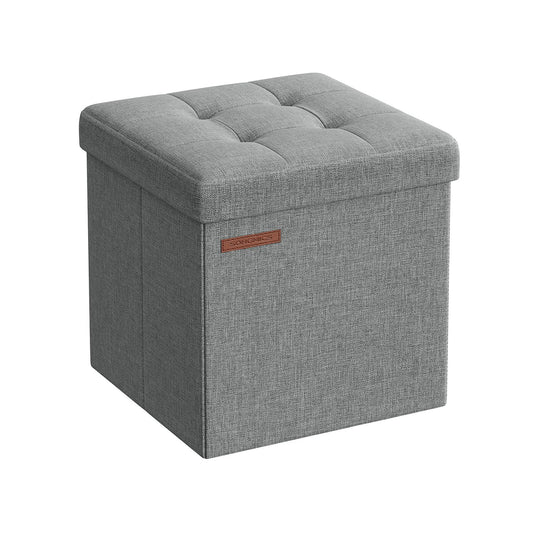 Puff Almacenaje 30 cm Gris Claro-SONGMICS