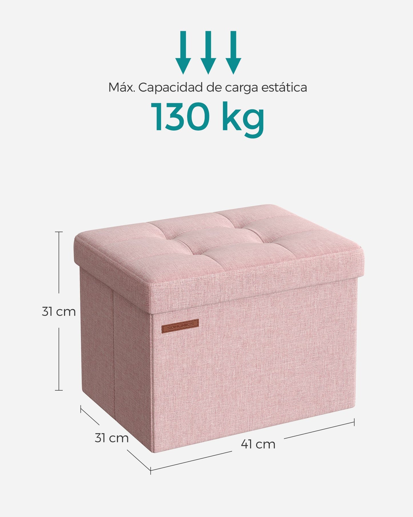 Puff Almacenaje 41 cm Rosa Caramelo-SONGMICS