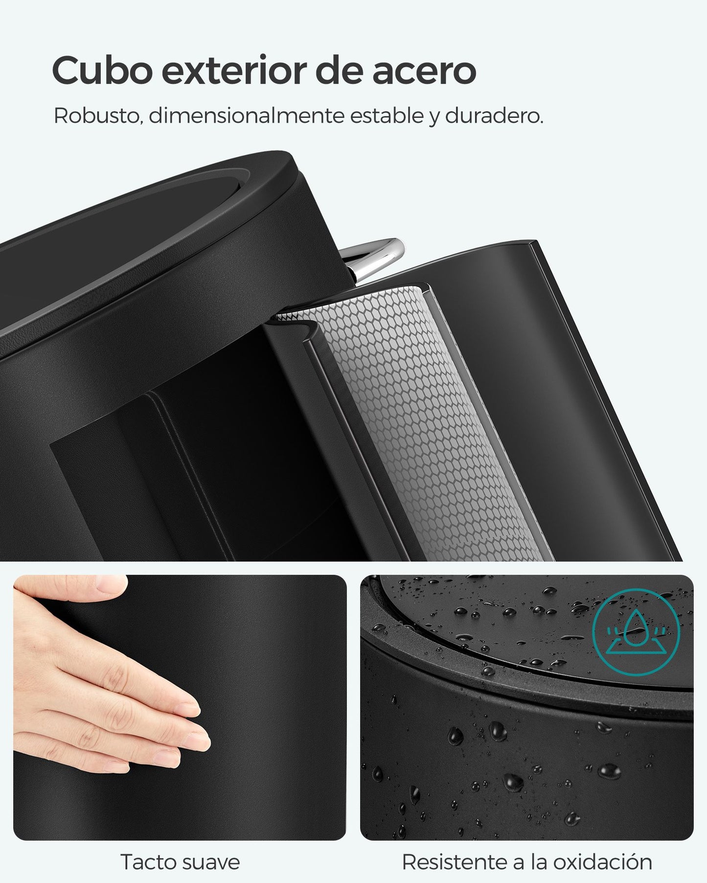 Cubo de Basura para Cosméticos de 3 L Negro-SONGMICS