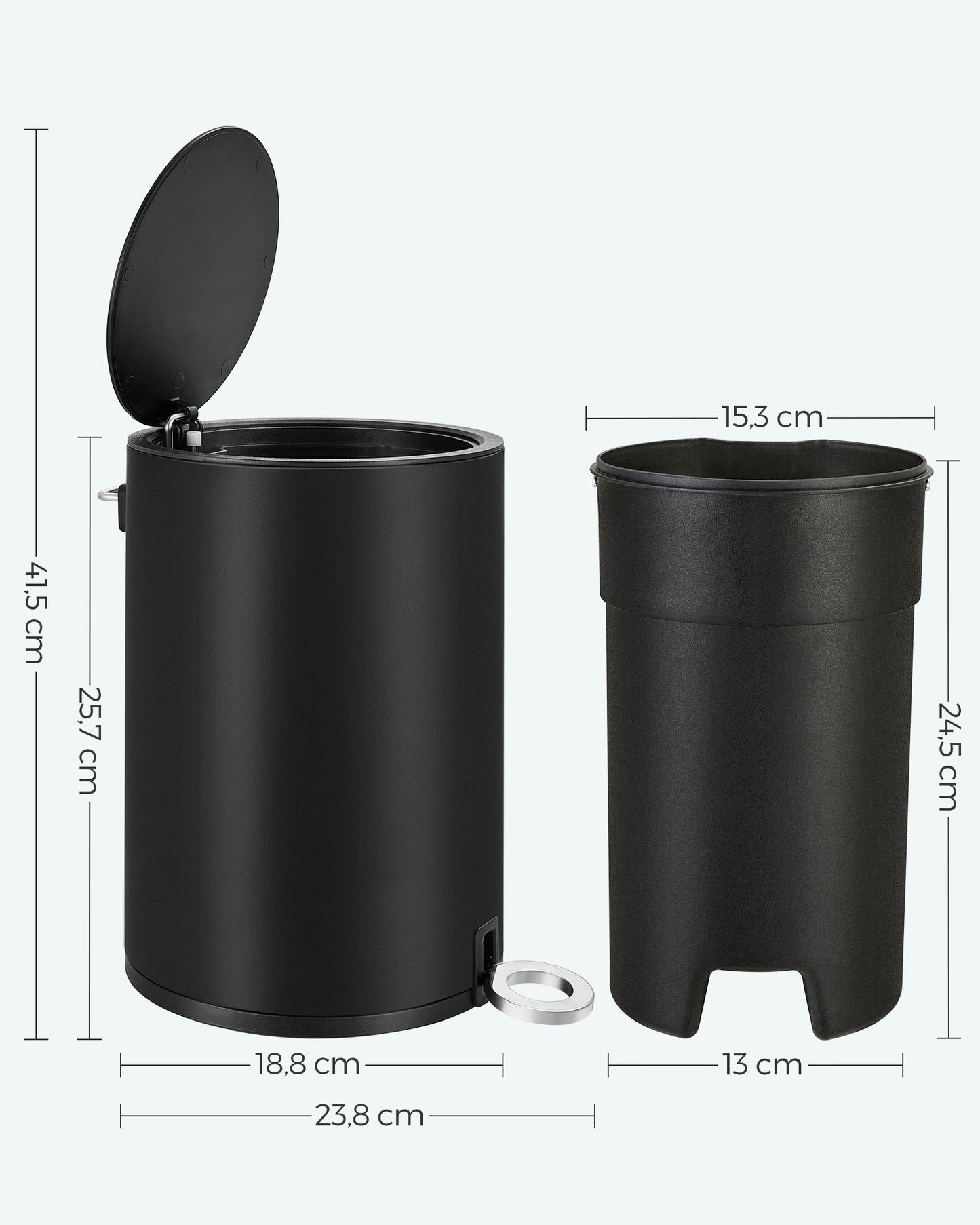 Cubo de Basura para Cosméticos de 3 L Negro-SONGMICS