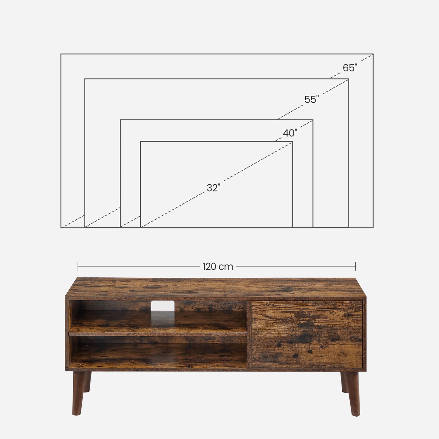 Mueble de TV para televisores de hasta 55 Pulgadas Marrón Rústico-VASAGLE