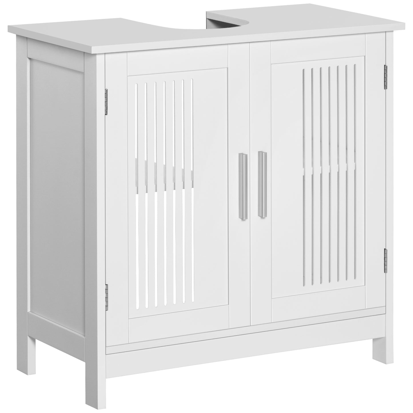 kleankin Mueble para Debajo del Lavabo Armario Baño de Suelo de Madera con 2 Puertas Ventiladas y Estante Ajustable Interior Moderno 60x30x60 cm Blanco