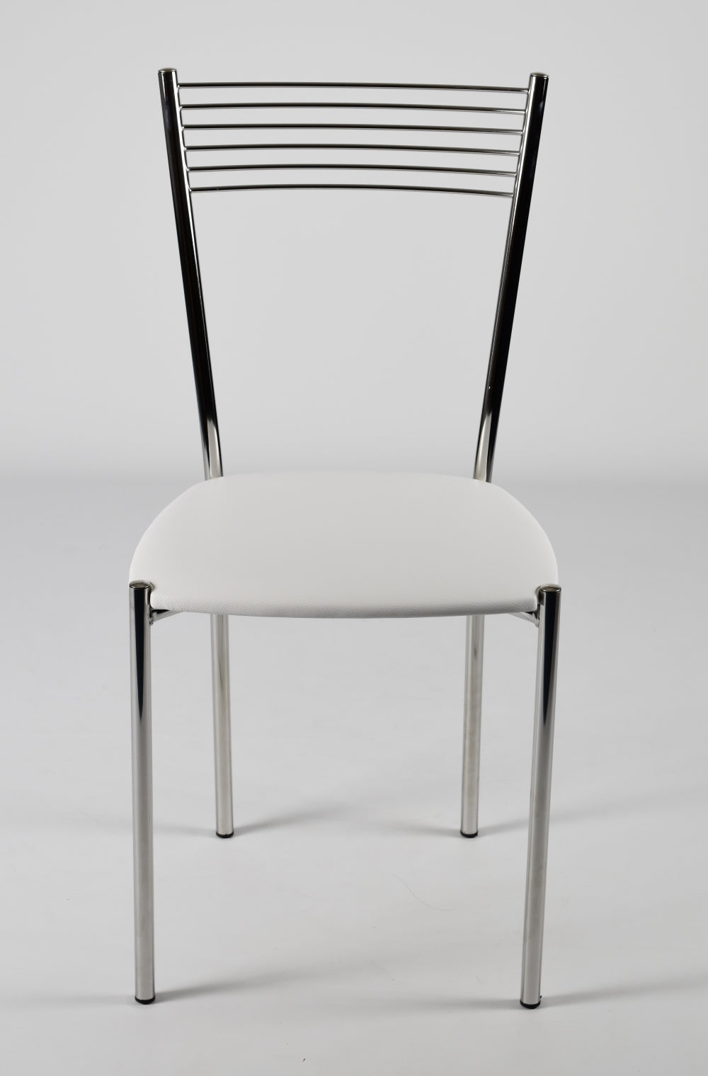 Tommychairs - Set 4 sillas de Cocina, Comedor, Bar y Restaurante Elegance, Estructura en Acero Cromado y Asiento tapizado en Polipiel Color Blanco