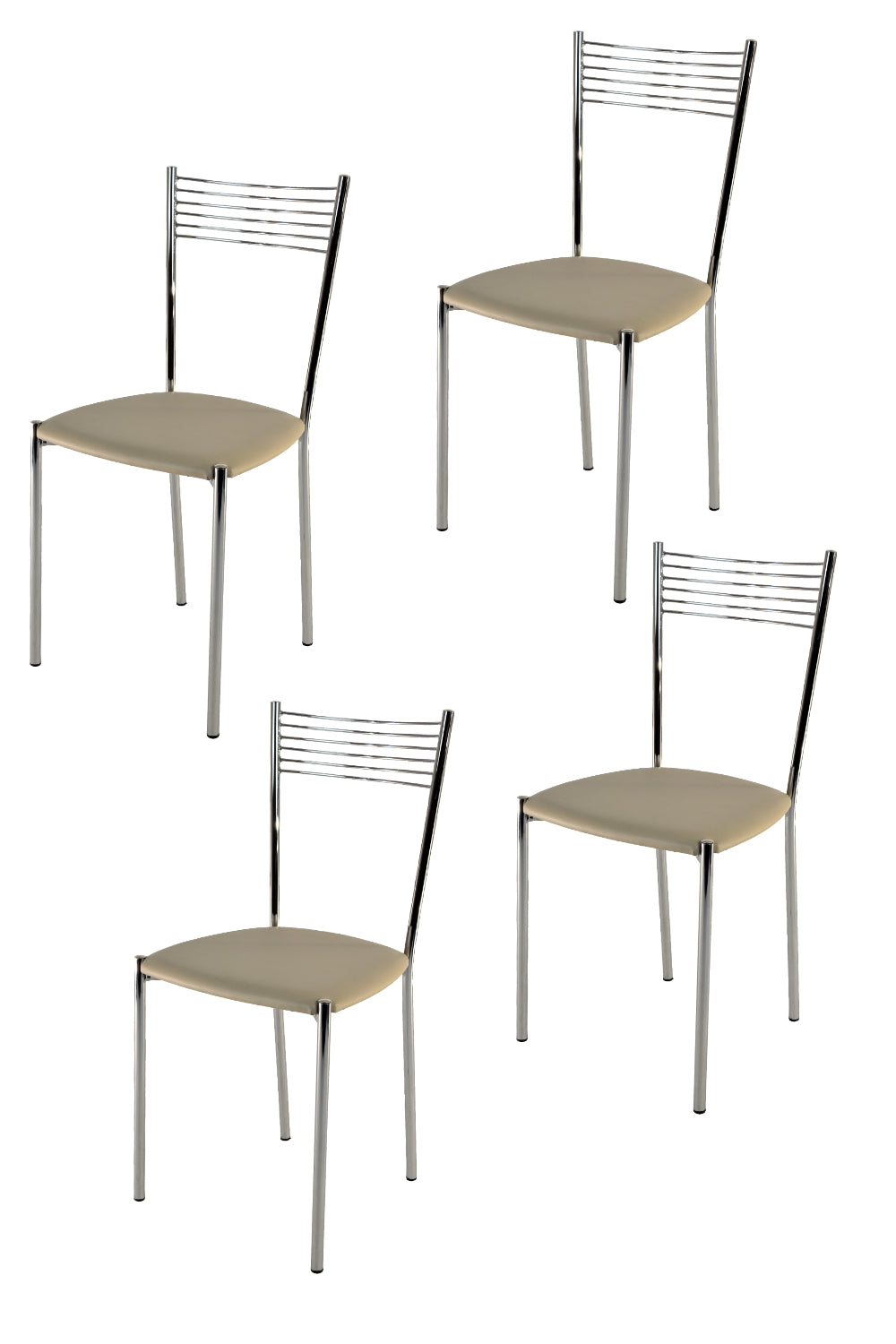 Tommychairs - Set 4 sillas de Cocina, Comedor, Bar y Restaurante Elegance, Estructura en Acero Cromado y Asiento tapizado en Polipiel Lino