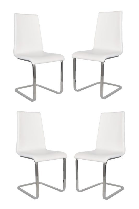 Tommychairs - Set 4 sillas Berlin Cantilever con Patas de Acero Cromado de Alta Resistencia y Asiento en Madera Multicapa, tapizado en Polipiel Blanca