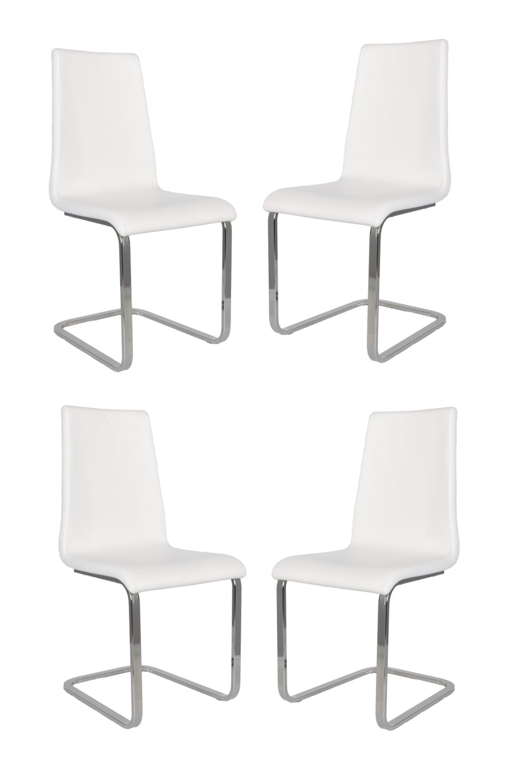 Tommychairs - Set 4 sillas Berlin Cantilever con Patas de Acero Cromado de Alta Resistencia y Asiento en Madera Multicapa, tapizado en Polipiel Blanca