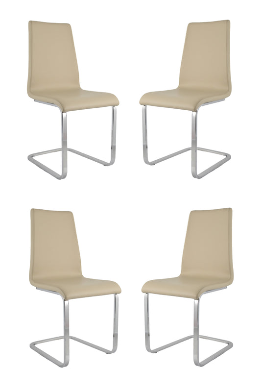 Tommychairs - Set 4 sillas Berlin Cantilever Patas de Acero Cromado Alta Resistencia y Asiento en Madera Multicapa, tapizado en Polipiel Color Lino