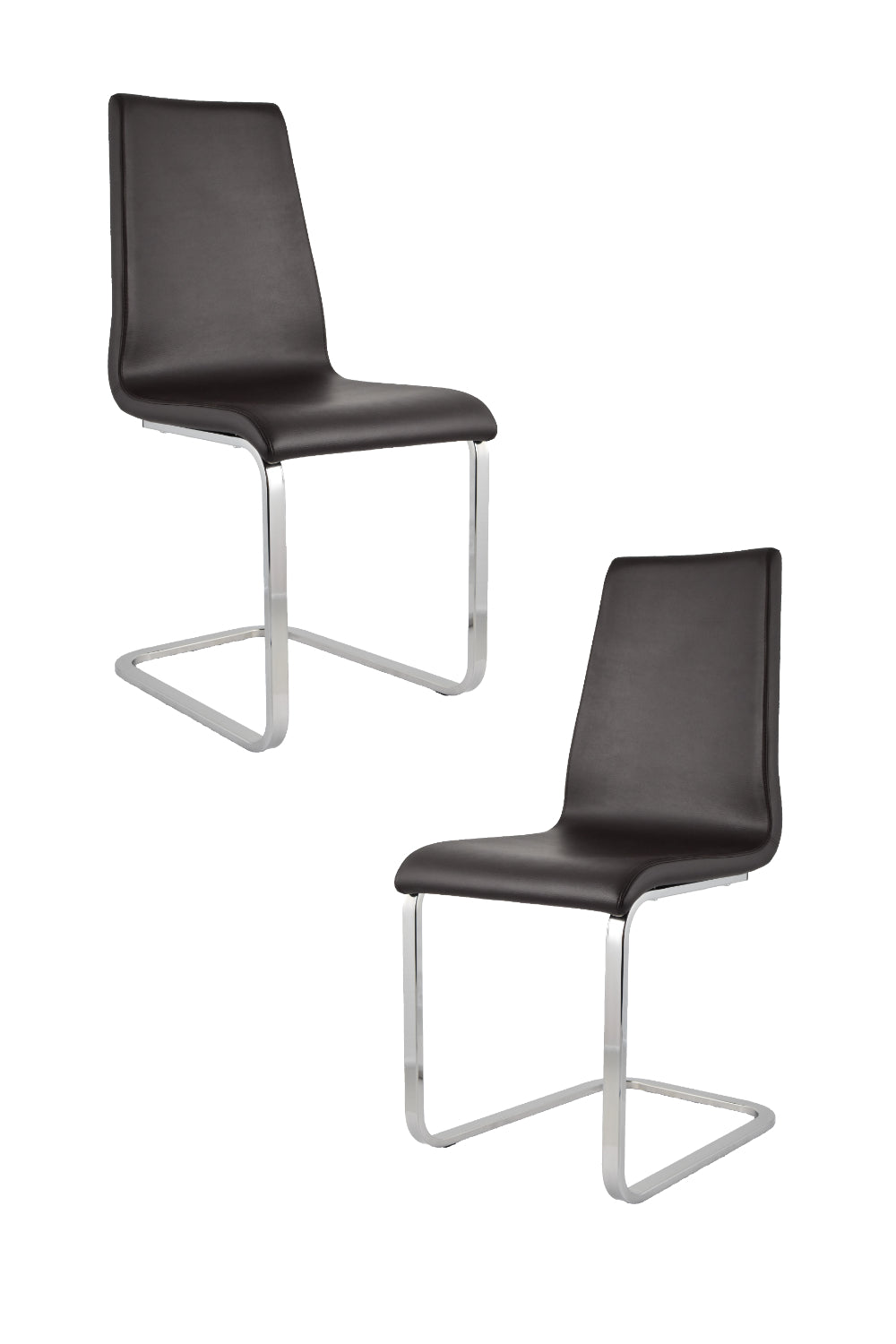 Tommychairs - Set 2 sillas Berlin Estilo Cantilever Patas de Acero Cromado Alta Resistencia y Asiento en Madera Multicapa, tapizado en Polipiel Moka