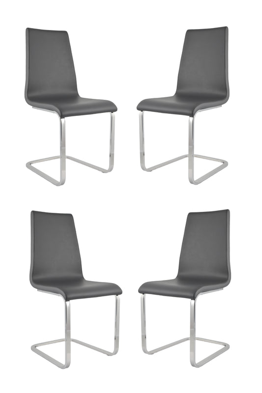 Tommychairs - Set 4 sillas Berlin Cantilever Patas de Acero Cromado Alta Resistencia y Asiento en Madera Multicapa, tapizado en Polipiel Gris Oscuro