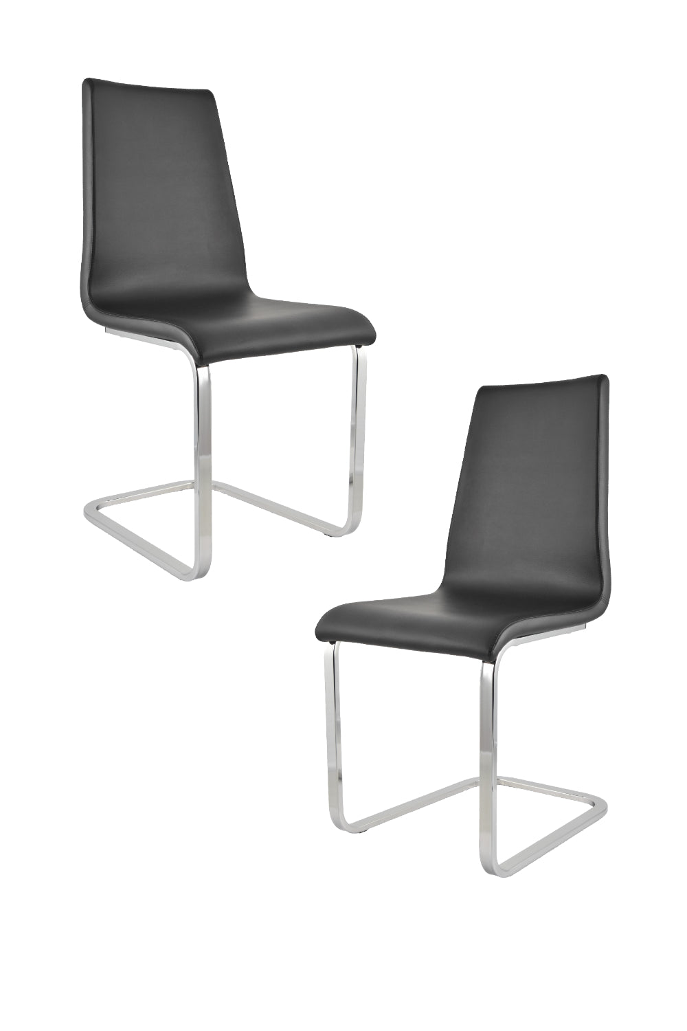 Tommychairs - Set 2 sillas Berlin Estilo Cantilever Patas de Acero Cromado Alta Resistencia y Asiento en Madera Multicapa, tapizado en Polipiel Negra