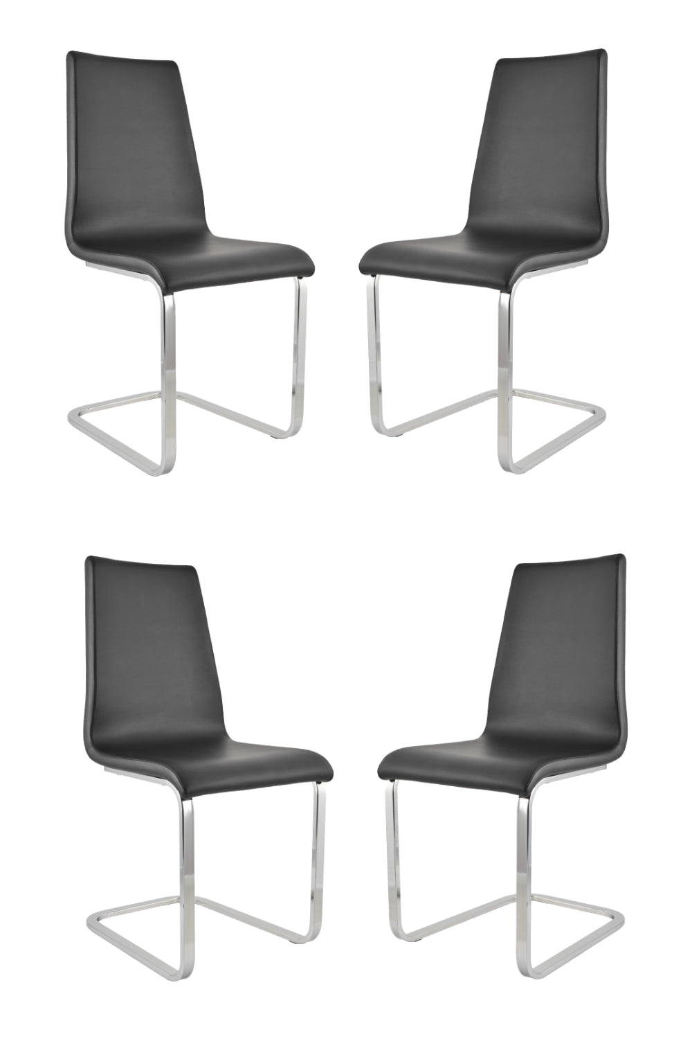 Tommychairs - Set 4 sillas Berlin Estilo Cantilever Patas de Acero Cromado Alta Resistencia y Asiento en Madera Multicapa, tapizado en Polipiel Negra