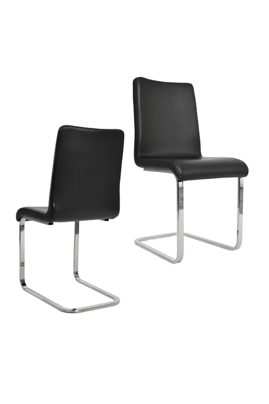 Tommychairs - Set sillas Greta Cantilever con Patas de Acero Cromado de Alta Resistencia y Asiento en Madera Multicapa, tapizado en Polipiel negra