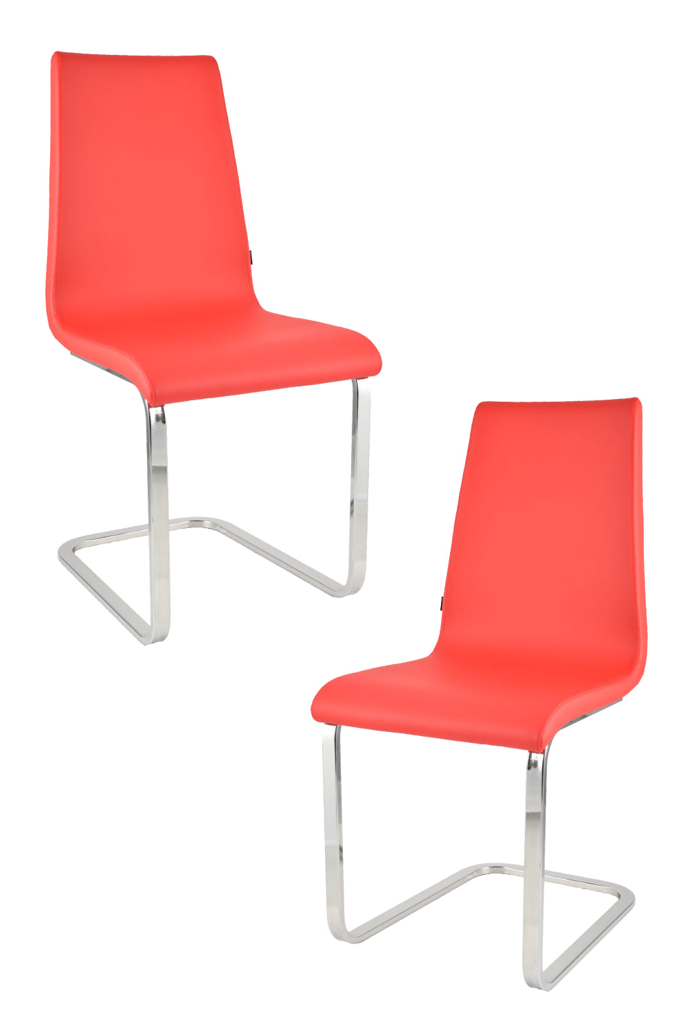 Tommychairs Set 2 sillas Berlin Estilo Cantilever con Patas de Acero Cromado de Alta Resistencia Asiento en Madera Multicapa tapizado en Polipiel Roja