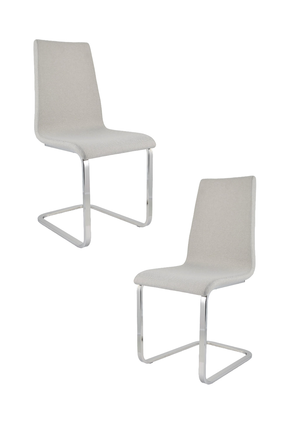 Tommychairs - Set 2 sillas London Estilo Cantilever con Patas de Acero Cromado de Alta Resistencia y Asiento en Madera Multicapa, tapizado en Tejido Color Gris Perla