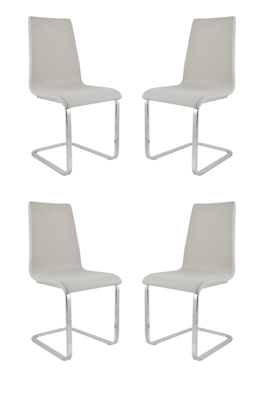 Tommychairs - Set 4 sillas London Estilo Cantilever con Patas de Acero Cromado de Alta Resistencia y Asiento en Madera Multicapa, tapizado en Tejido Color Gris Perla