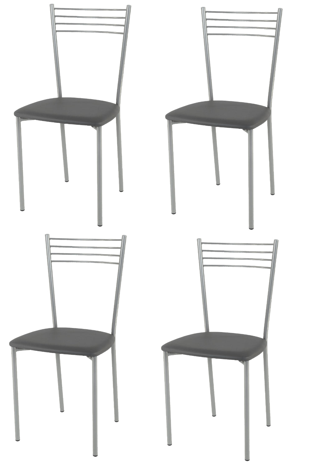 Tommychairs - Set 4 sillas de Cocina y Restaurante Elena, Estructura en Acero Pintado Aluminio, Asiento en Polipiel Color Gris Oscuro