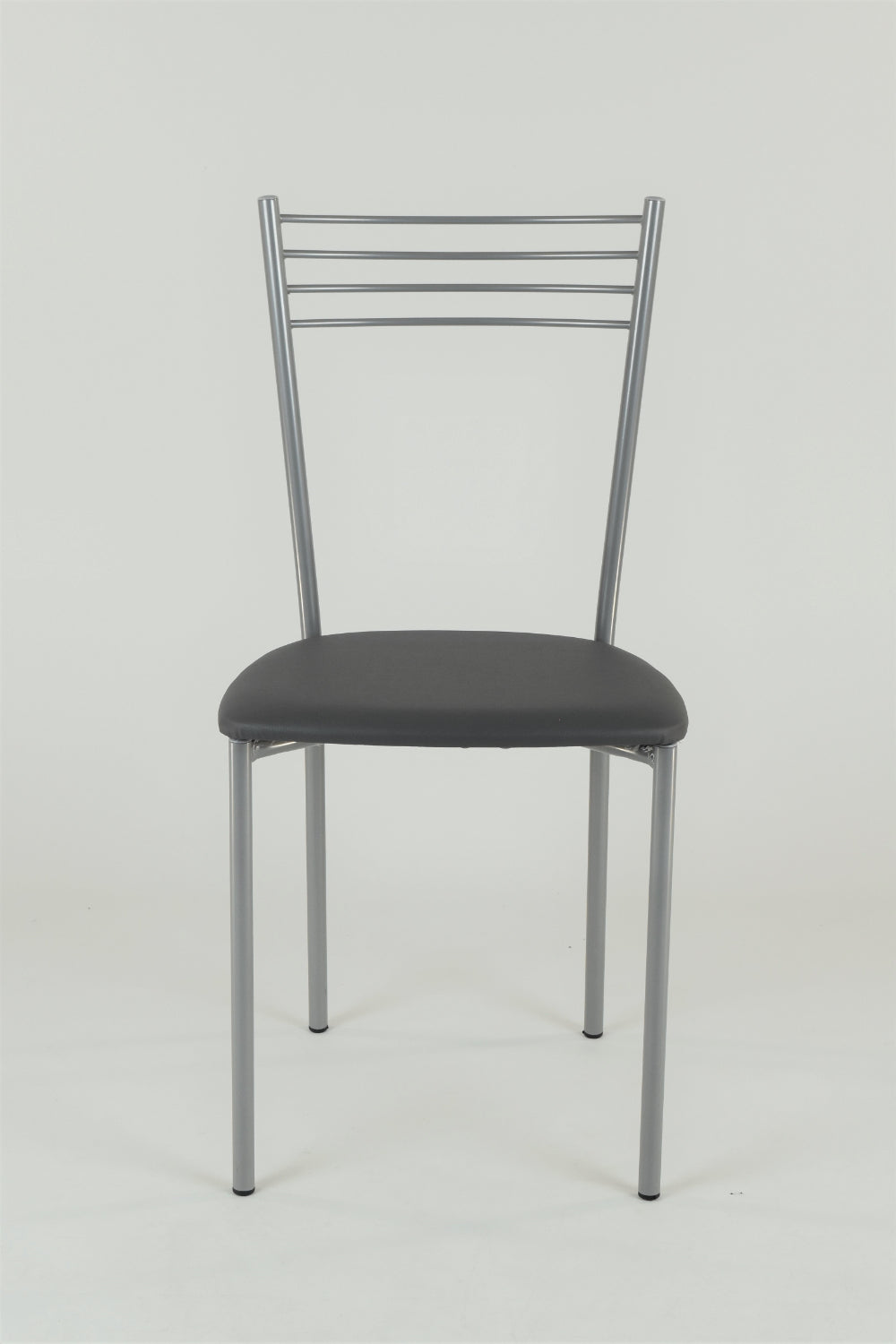 Tommychairs - Set 4 sillas de Cocina y Restaurante Elena, Estructura en Acero Pintado Aluminio, Asiento en Polipiel Color Gris Oscuro