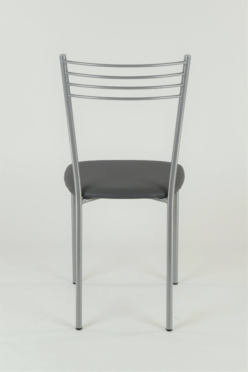 Tommychairs - Set 4 sillas de Cocina y Restaurante Elena, Estructura en Acero Pintado Aluminio, Asiento en Polipiel Color Gris Oscuro