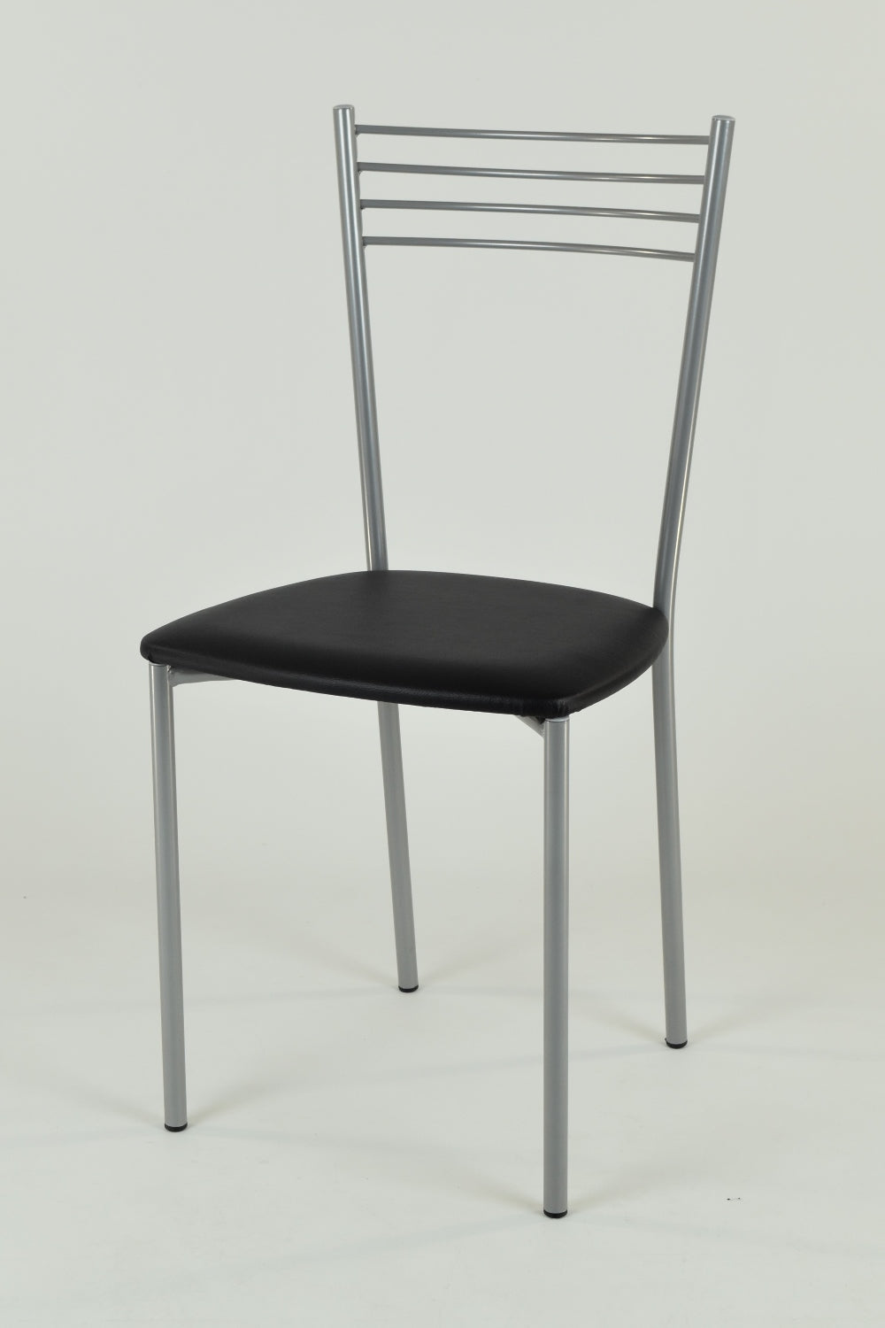 Tommychairs - Set 4 sillas de Cocina y Restaurante Elena, Estructura en Acero Pintado Aluminio, Asiento en Polipiel Color Negro