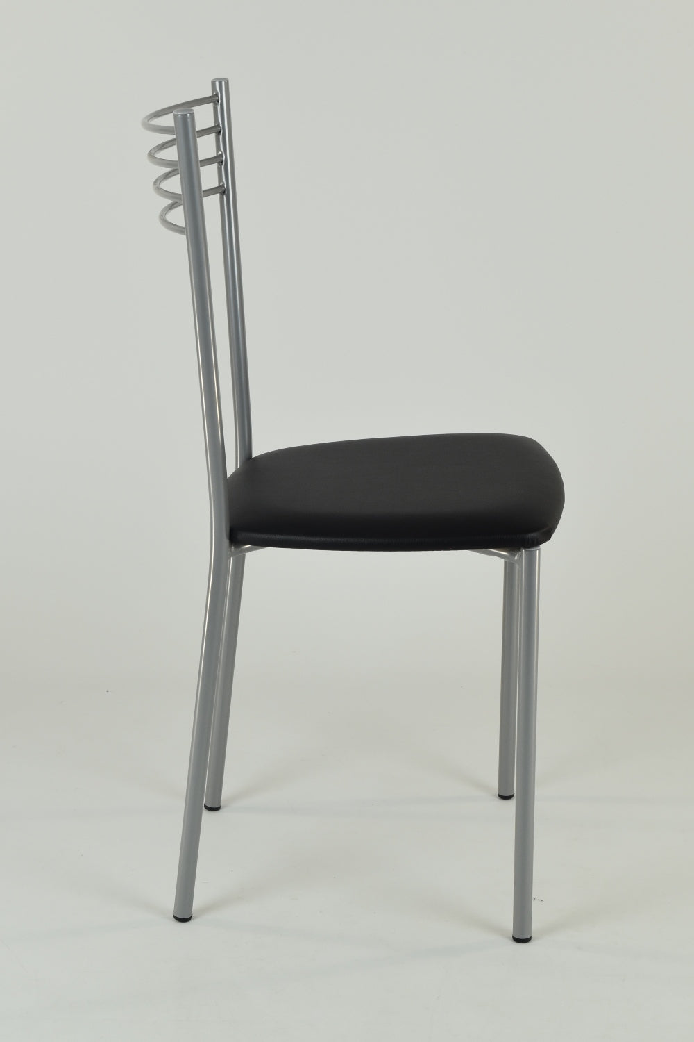 Tommychairs - Set 4 sillas de Cocina y Restaurante Elena, Estructura en Acero Pintado Aluminio, Asiento en Polipiel Color Negro