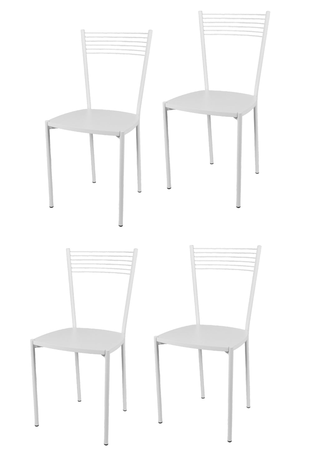 Tommychairs - Set 4 sillas de Cocina, Comedor, Bar y Restaurante Elegance, Estructura en Acero Pintado Blanco y Asiento en Madera Color Blanco