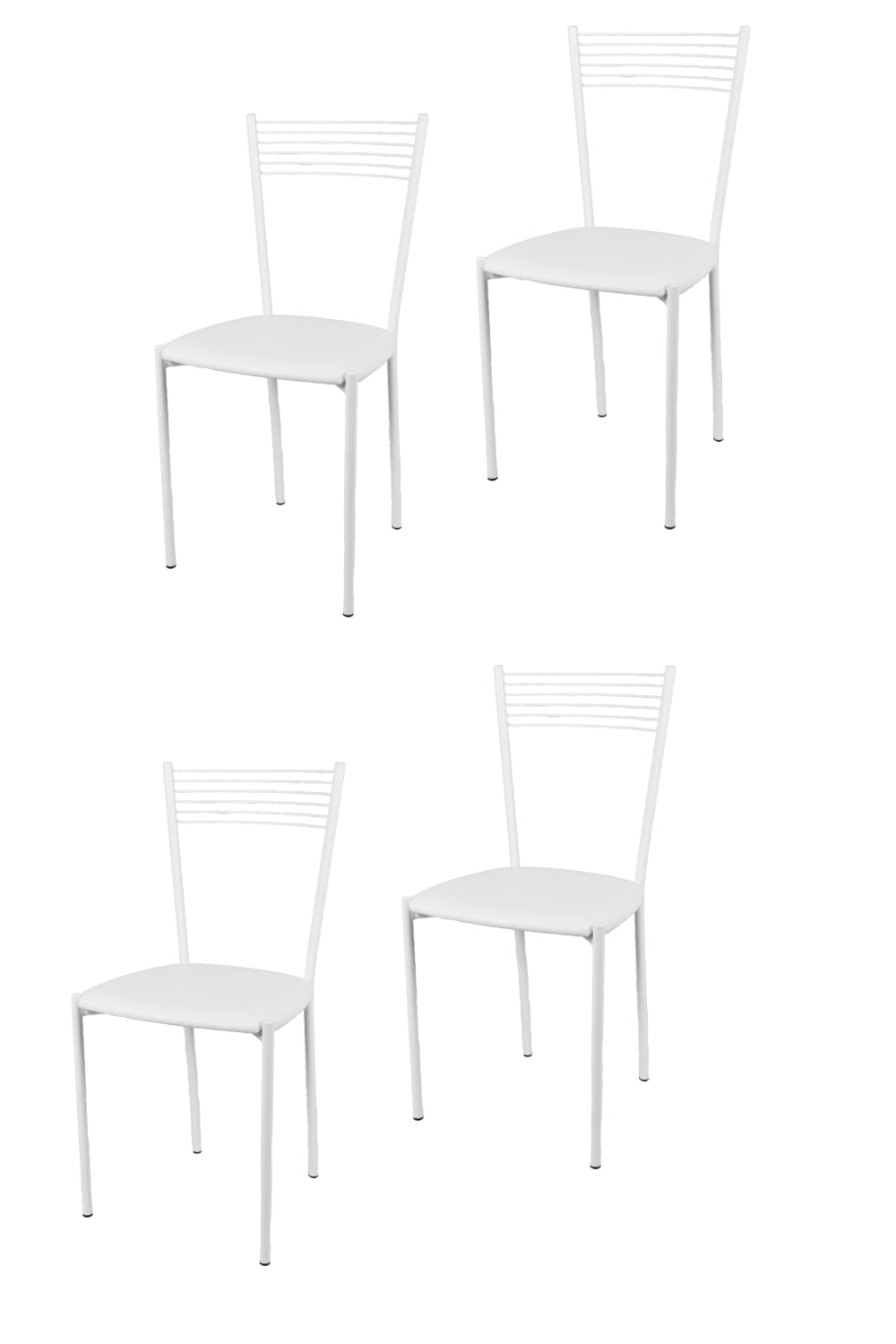 Tommychairs - Set 4 sillas de Cocina, Comedor, Bar y Restaurante Elegance, Estructura en Acero Pintado Blanco y Asiento en Polipiel Color Blanco