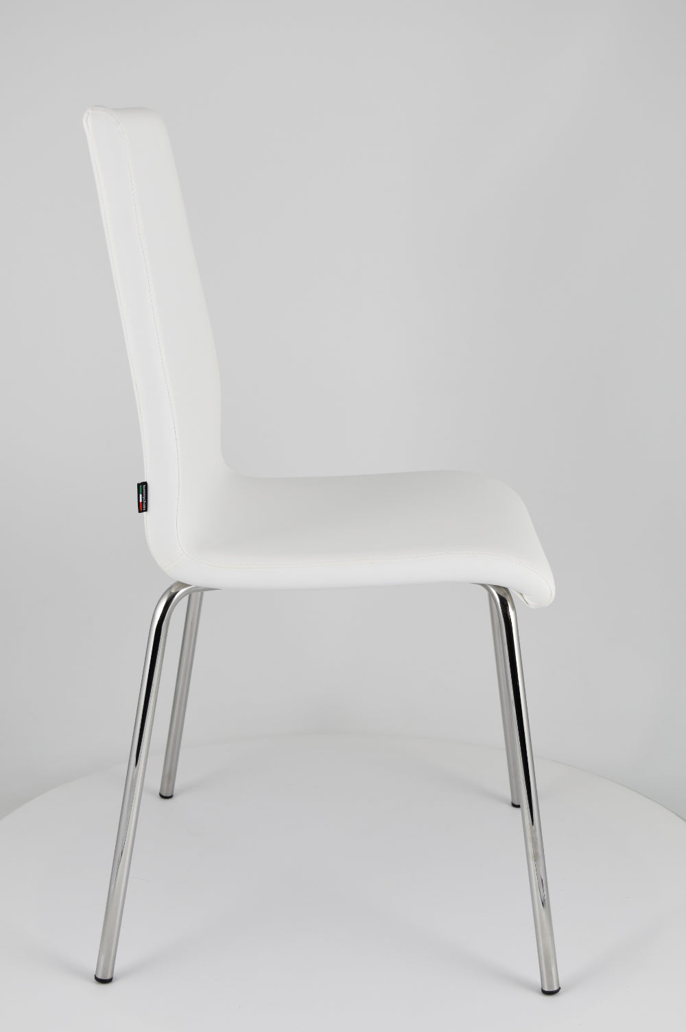 Tommychairs - Set 2 sillas Madrid con Patas de Acero Cromado y Asiento en Madera Multicapa, tapizado en Polipiel Color Blanco